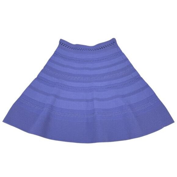 SANDRO Enor Eyelet-Detail A-Line Pointelle Mini Skirt In Purple Blue Size Small - Picture 3 of 8